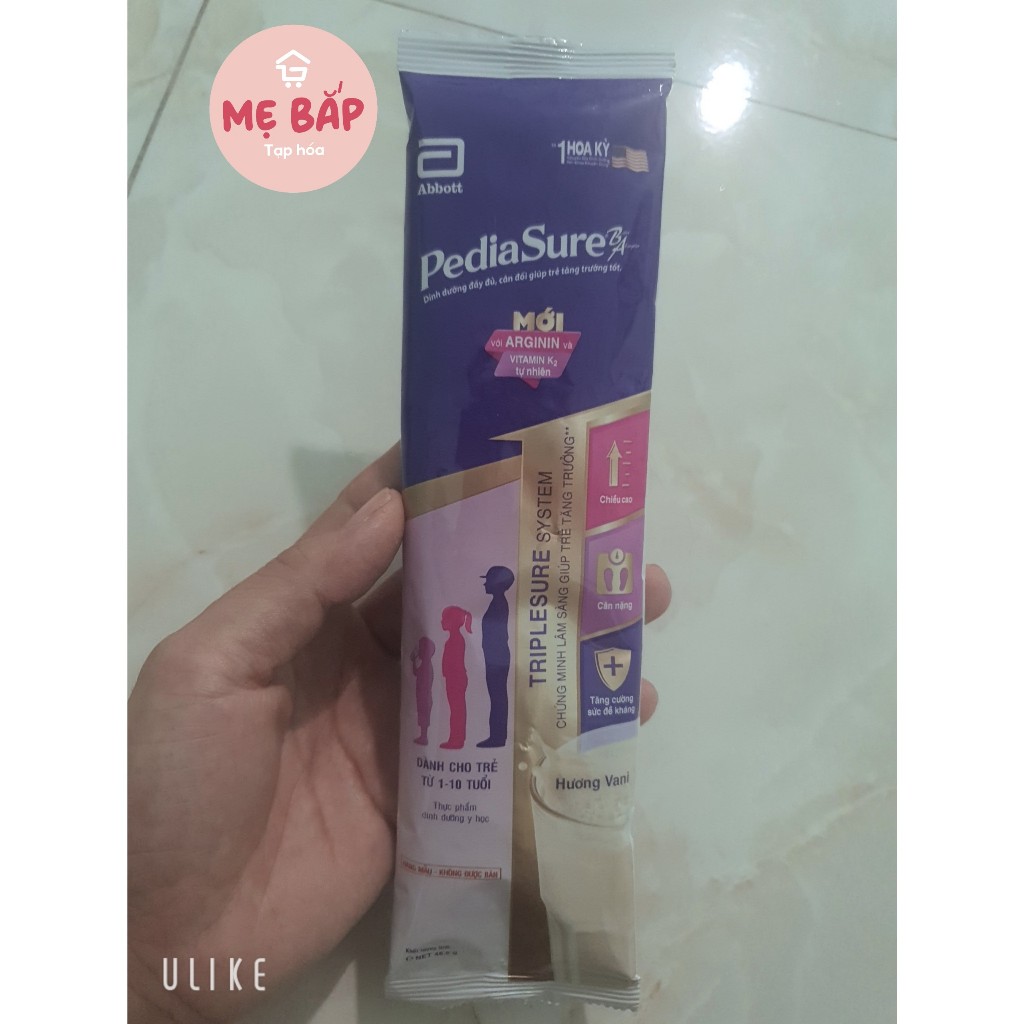 Sữa gói Pediasure hương Vani, Vani ít ngọt 48,6g