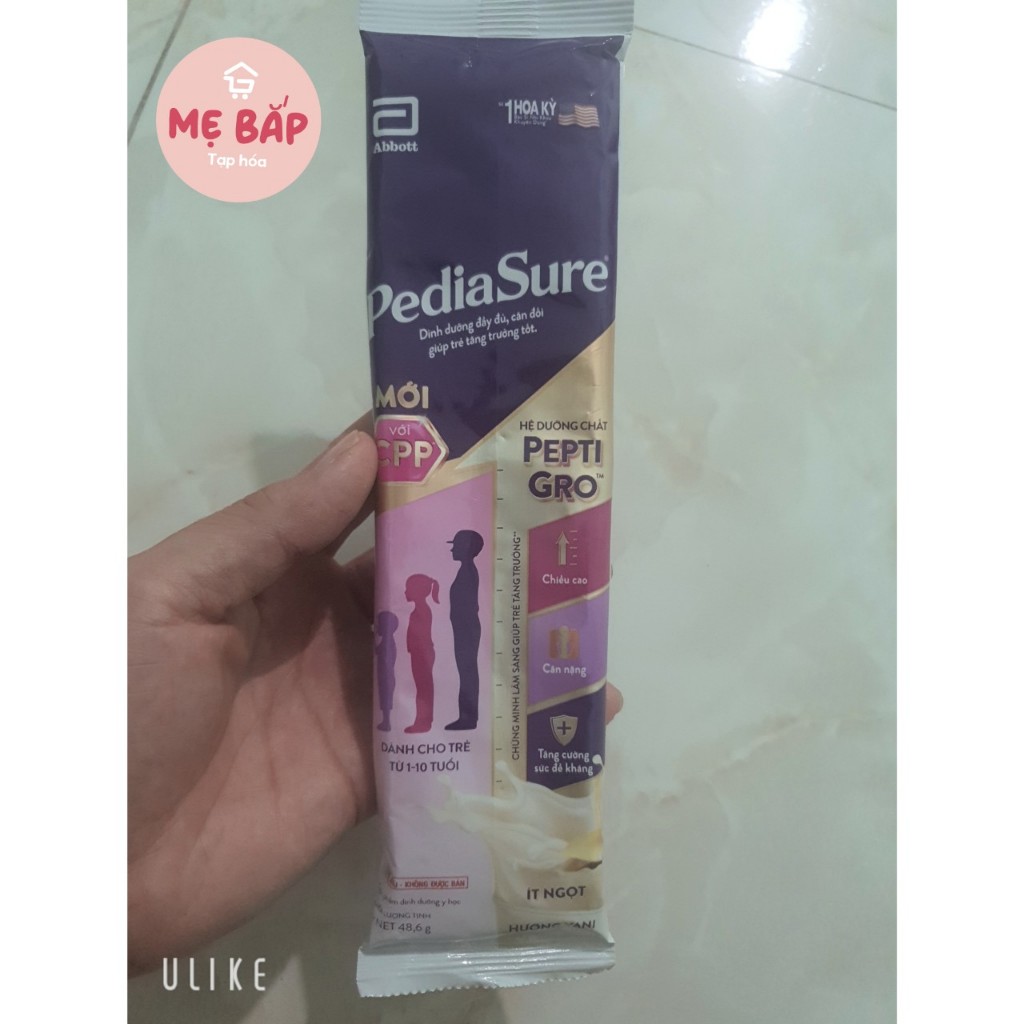 Sữa gói Pediasure hương Vani, Vani ít ngọt 48,6g