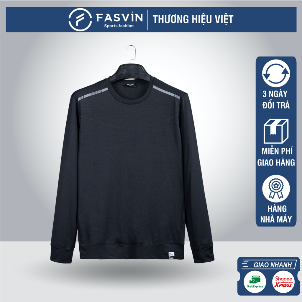 Áo thun dài tay nam Fasvin AD23605.SG chất vải Coolmax mềm mại co giãn hàng đẹp chính hãng