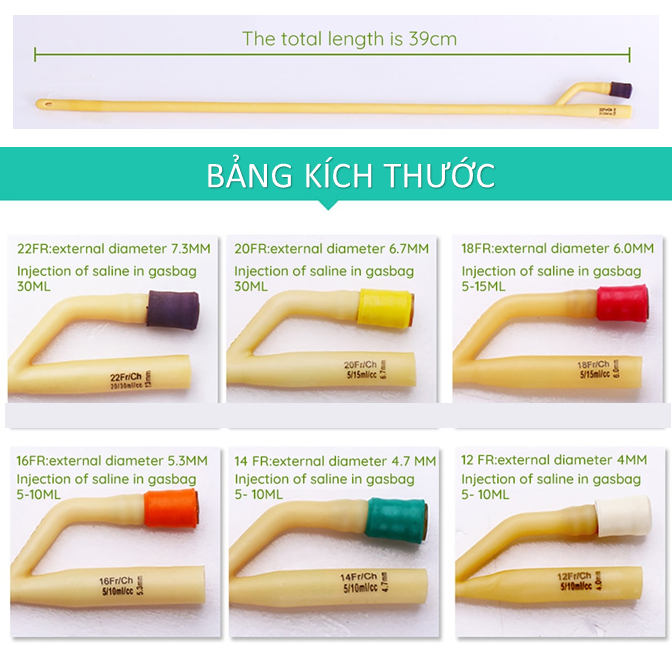 DÂY THÔNG TIỂU FOLEY 2 NHÁNH GREETMED 8Fr, 10Fr, 12Fr, 14Fr, 16Fr, 18Fr, 20Fr, 22Fr