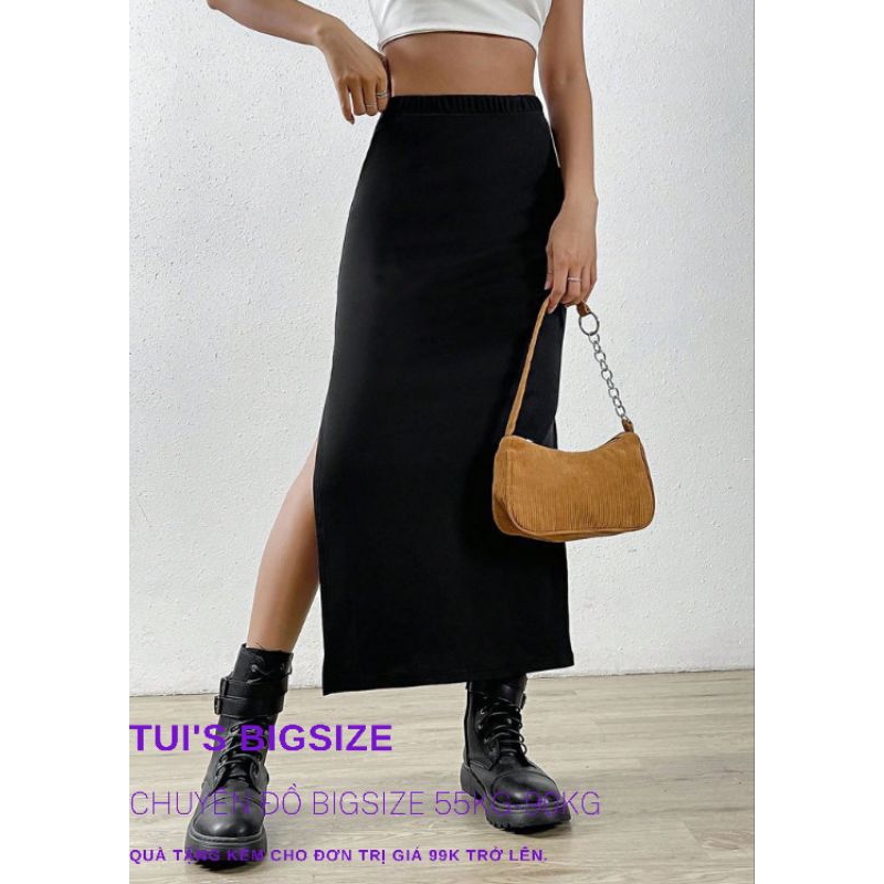 CHÂN VÁY MIDI XẺ TÀ. (  Size lớn bigsize 55kg-95kg).