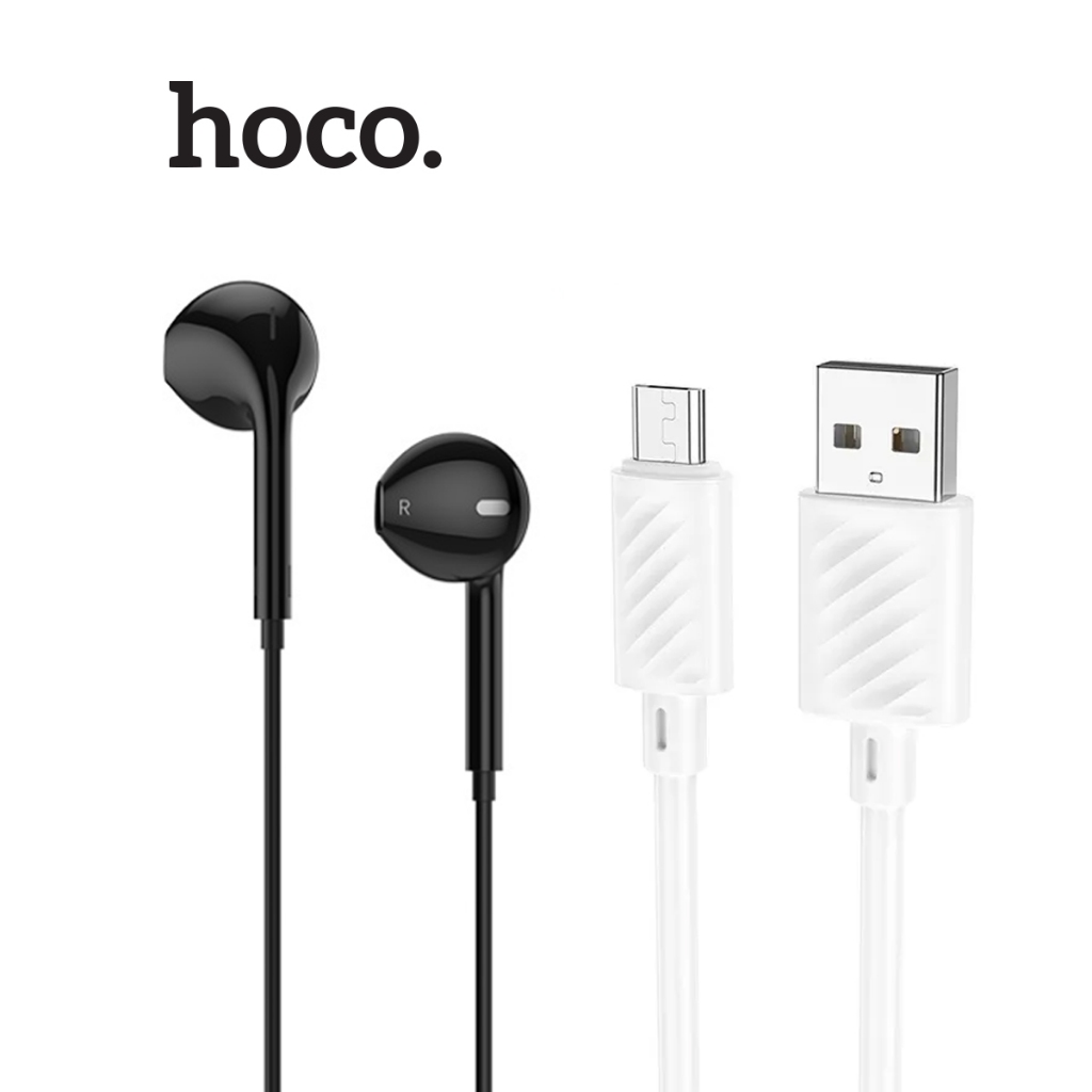 Combo Cáp Sạc Hoco X88 USB to Micro dài 1m (trắng) và Tai Nghe M55 Jack 3.5mm