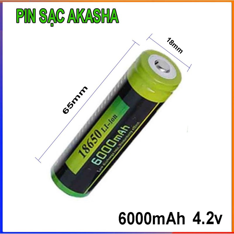 Pin sạc 18650 LI-ion Akasha 6000mAh 4.2V Chính Hãng