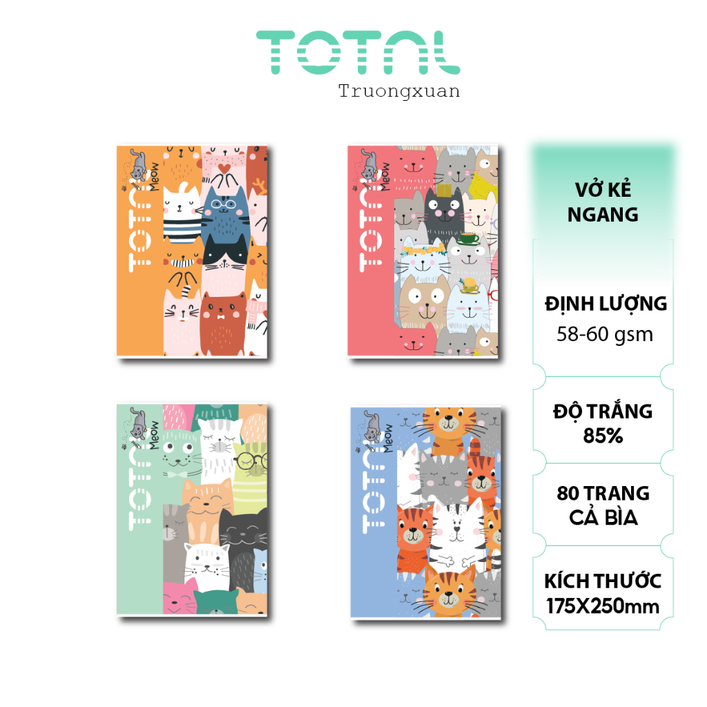 Vở kẻ ngang Total Meow - 80 trang