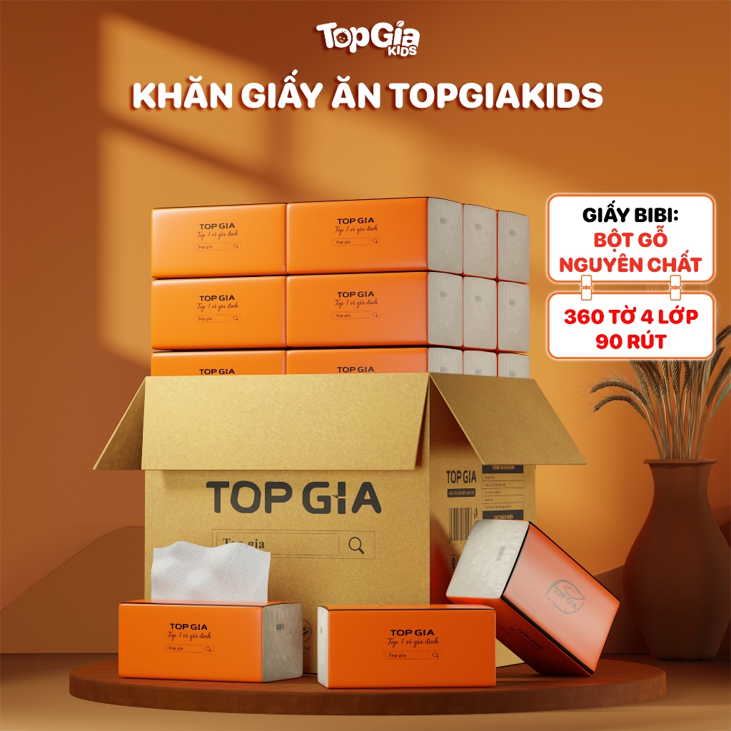 Khăn giấy vệ sinh đa năng TopGiaKids 4 lớp siêu dai, an toàn sử dụng cho mẹ và bé