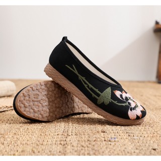 TAM05 - Giày linen thêu hoa sen