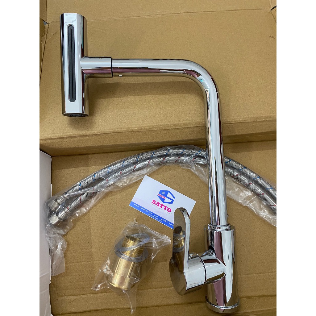 Vòi rửa chén bát thác nước NÓNG LẠNH 4 chế độ bi xoay ĐỒNG Nặng 1,35kg chống gỉ tuyệt đối- Bảo hành 1 năm