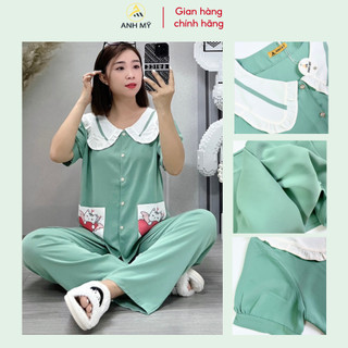 Đồ bộ nữ mặc nhà ANH MỸ pijama chất liệu lụa mango cao cấp tay ngắn quần dài SP0072 official.anhmy