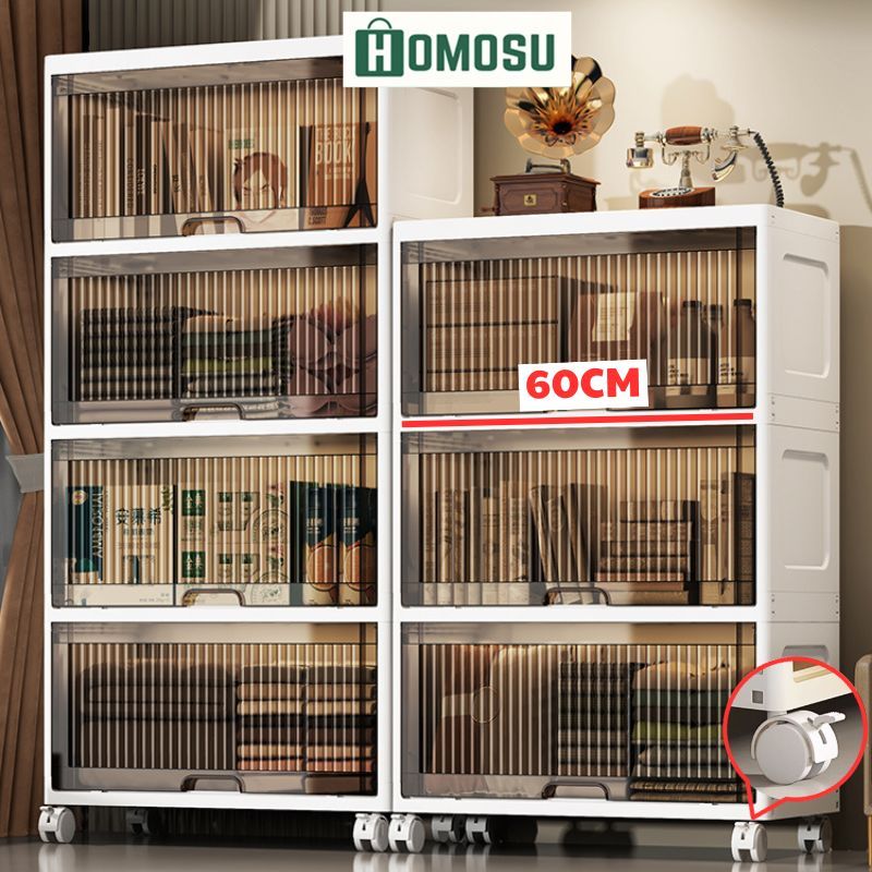 Tủ Nhựa Đựng Đồ Cửa Lật, Tủ Đựng Đồ Có Bánh Xe 360, Kích Thước Lớn 60cm, Thiết Kế Nhựa Dày Dặn, Hàng Có Sẵn TUN031