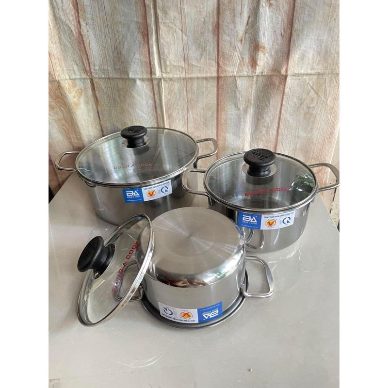 BỘ 3 NỒI INOX ĐÔNG Á CHẤT LƯỢNG CAO - HÀNG CHÍNH HÃNG