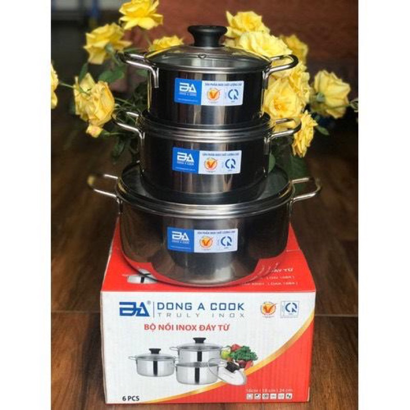 BỘ 3 NỒI INOX ĐÔNG Á CHẤT LƯỢNG CAO - HÀNG CHÍNH HÃNG