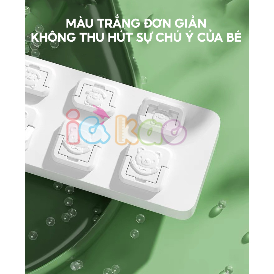 Bịt Ổ Điện Cao Cấp Chống Giật 2 Chân 3 Chân, Nút Bịt Ổ Điện An Toàn cho Trẻ em, Họa tiết Gấu decor, đơn giản IQ Kao