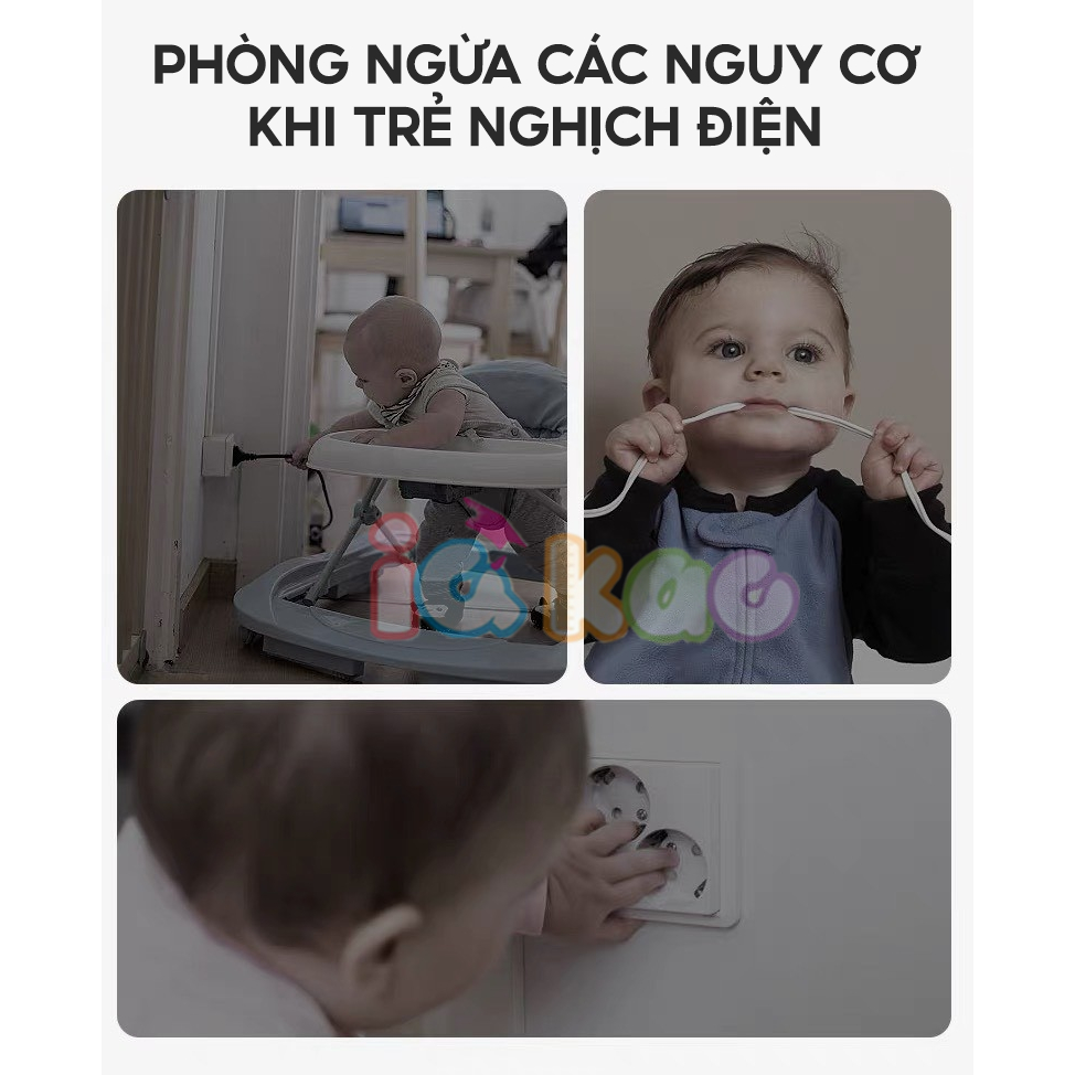 Bịt Ổ Điện Cao Cấp Chống Giật 2 Chân 3 Chân, Nút Bịt Ổ Điện An Toàn cho Trẻ em, Họa tiết Gấu decor, đơn giản IQ Kao