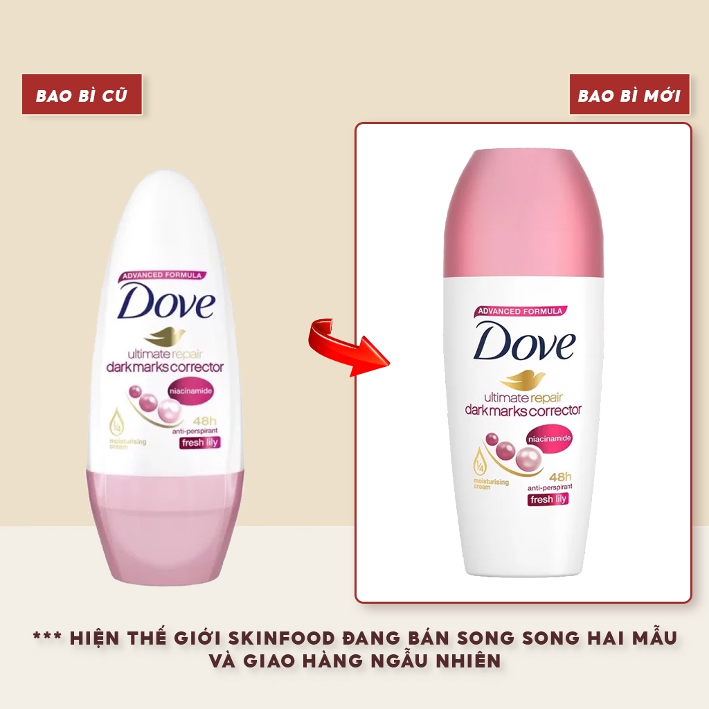 Lăn Khử Mùi Tinh Chất Serum Dưỡng Ẩm, Sáng Da, Mờ Thâm Vùng Da Dưới Cánh Tay Dove NIA .