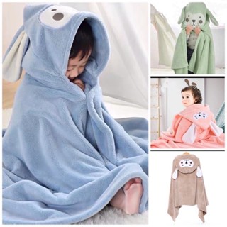  Áo choàng tắm cho bé có mũ vải bông san hô Khăn tắm khăn choàng nhiều mẫu kích thước 140x70 cm 
