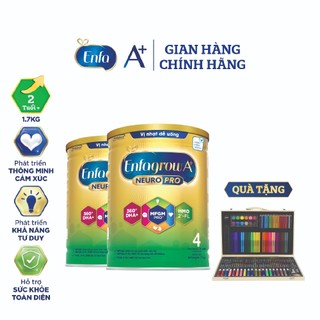 [Tặng bộ màu 180 chi tiết] Bộ 2 Sữa bột Enfagrow A+ Neuropro 4 Vị nhạt dễ uống - 1.7kg/lon