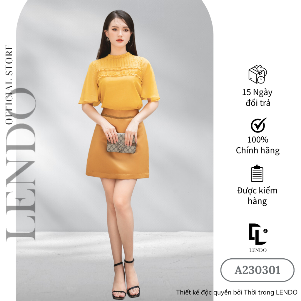 Áo Sơ Mi Nhún Cổ, Áo Công Sở Ngắn Tay LENDO A230301