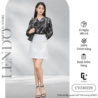 Chân Váy Công Sở LENDO Dáng Chữ A Ngắn Phối Túi Ốp Chất Chéo Hàn CV230229