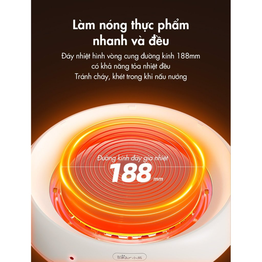 Nồi Lẩu Nướng Bear 3 khay 3in1 4L DHG-C40W2 -CS 1500W- Lẩu Nướng Hấp Xào- Chống dính- Hàng Chính Hãng- BH 18 Tháng