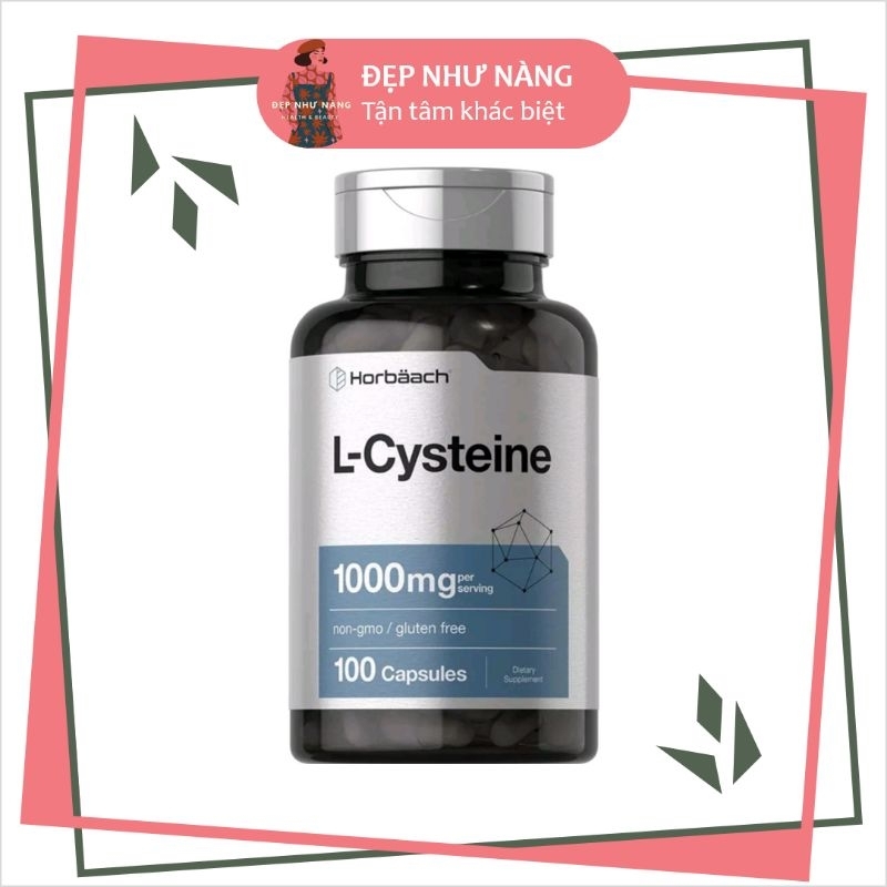 Viên Uống L-Cysteine 1000mg Chống Lão Hóa, Đẹp Da Tóc Móng, Thanh Lọc Gan horbaach 100v