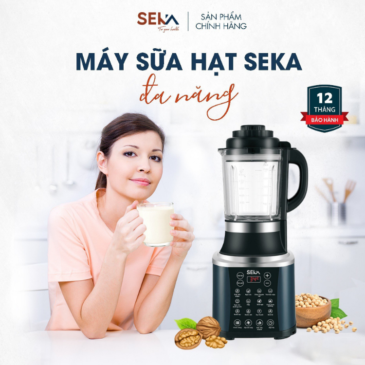 Máy Làm Sữa Hạt SEKA E-400 Với 14 Chức Năng Nấu Chuyên Sâu Bằng Tiếng Việt , Máy Nấu Sữa Đậu Nành Đa Năng Dung Tích 1.7L