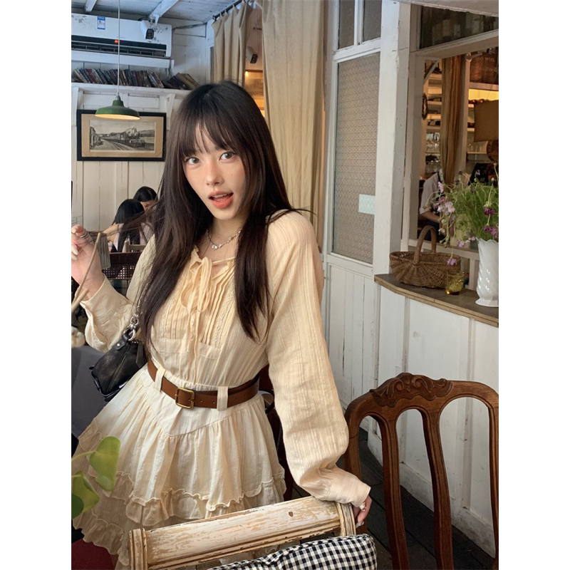 Váy dài tay tiểu thư dáng xoè