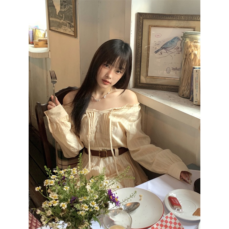 Váy dài tay tiểu thư dáng xoè