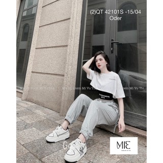 Set 3 món áo croptop kèm áo trong hở chữ kèm quần jogger nỉ spun cá tính
