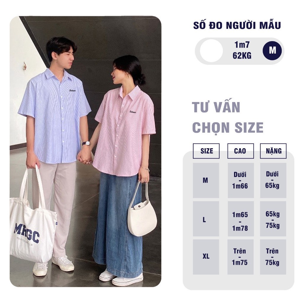 Áo Sơ Mi Nam Nữ Unisex Form Rộng Tay Ngắn Hàn Quốc Premium Oxford Stripe SM033