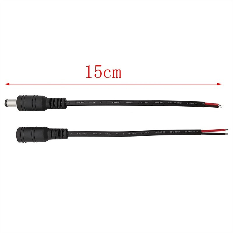 Dây nguồn DC đầu jack đực, cái 5.5x2.1mm cho Camera, đèn Led chịu tải dòng cao 3A