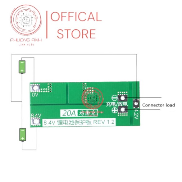 Mạch bảo vệ sạc pin 18650/Li-ion Lithium 2S 20A 7.4V 8.4V kích thước 4.5x1.5cm/4.8*2cm