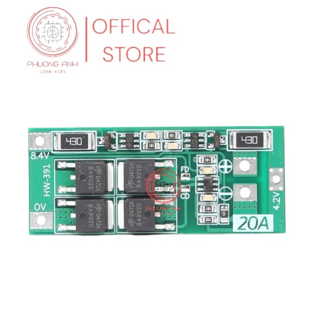 Mạch bảo vệ sạc pin 18650/Li-ion Lithium 2S 20A 7.4V 8.4V kích thước 4.5x1.5cm/4.8*2cm