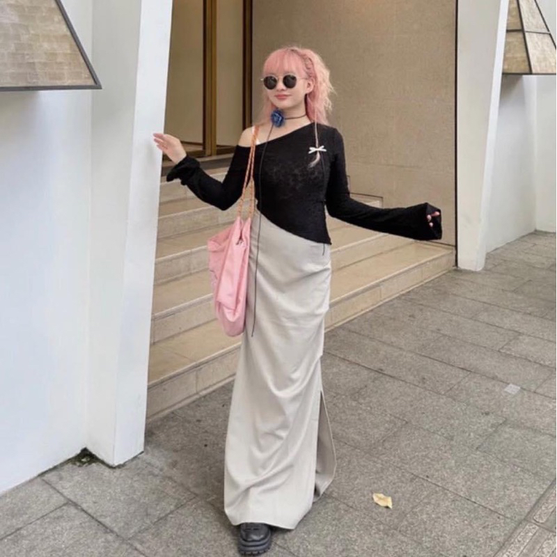 Áo croptop vạt chéo hoa