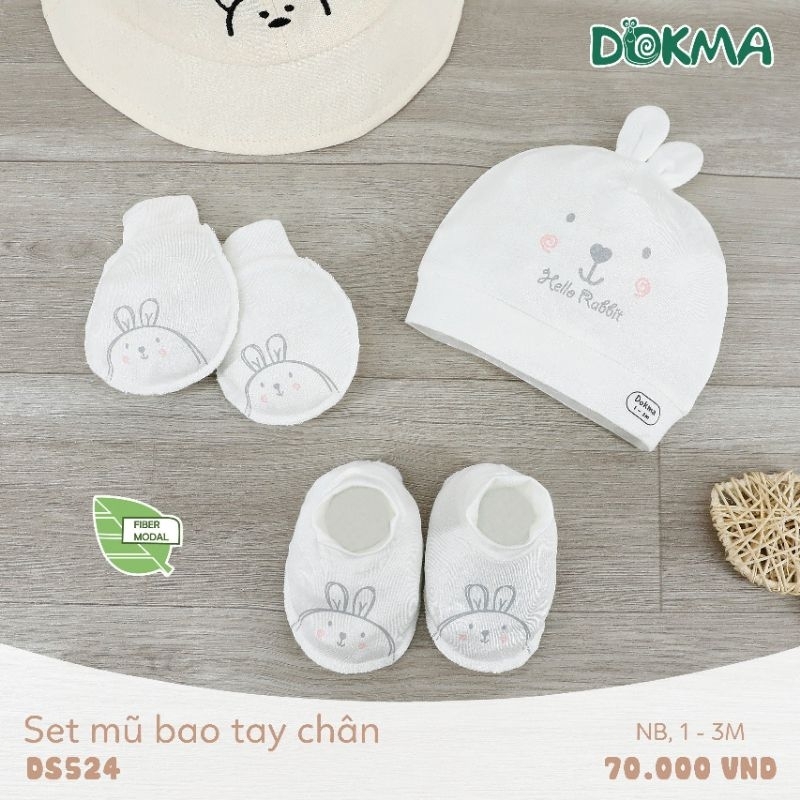 Set mũ, bao tay, bao chân cho bé sơ sinh Dokma
