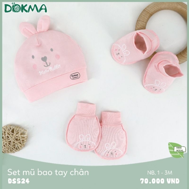 Set mũ, bao tay, bao chân cho bé sơ sinh Dokma