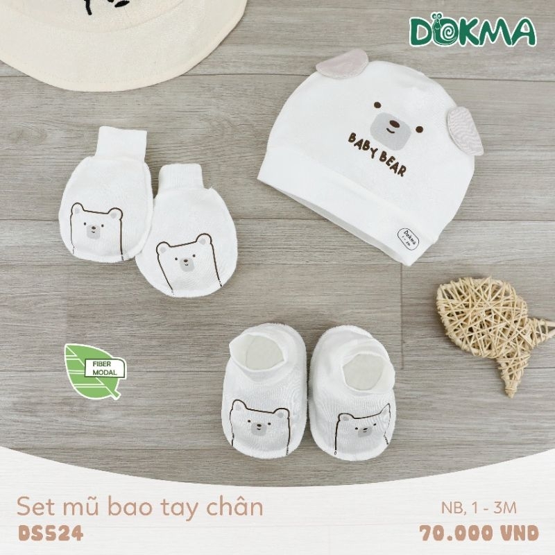 Set mũ, bao tay, bao chân cho bé sơ sinh Dokma