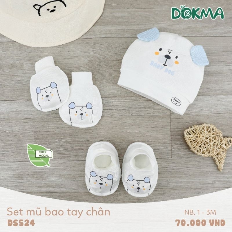 Set mũ, bao tay, bao chân cho bé sơ sinh Dokma