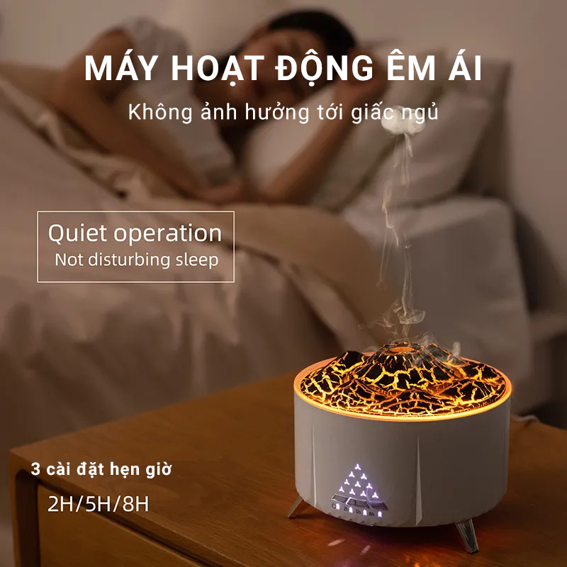 Máy xông tinh dầu kiểu núi lửa V32 - Tích hợp loa bluetooth - Tiếng ồn trắng mô phỏng âm thanh thiên nhiên giúp thư giãn