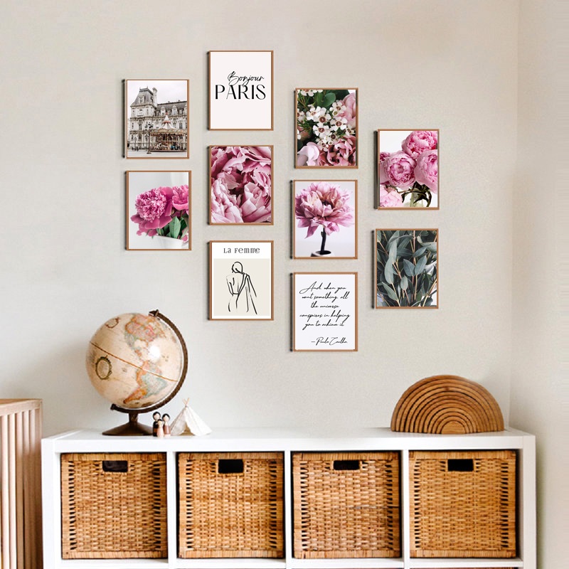 Set 10 tranh dán tường decor treo phòng Black and White