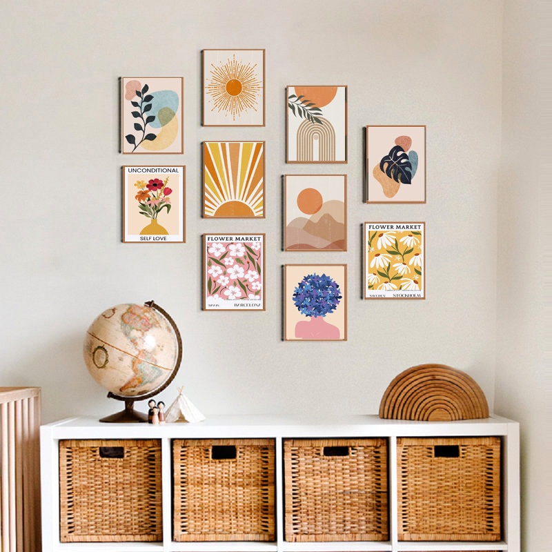 Set 10 tranh dán tường decor treo phòng Black and White