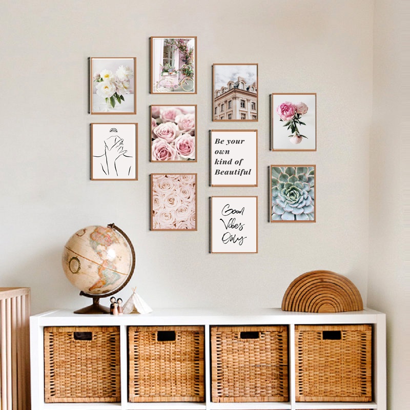 Set 10 tranh dán tường decor treo phòng Black and White