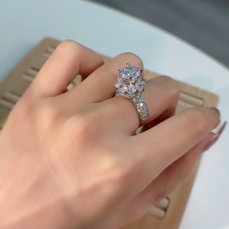 Nhẫn nữ gắn hột cao đá tấm siêu sáng sang chảnh đi chơi đi tiệc Kami trang sức sỉ NX65