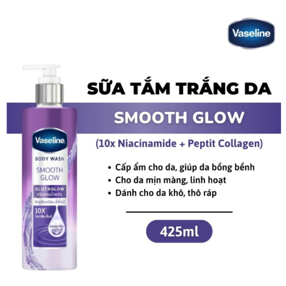 Sữa Tắm Trắng Da Vaseline Body Wash GlutaGlow 10X Cho Da Ẩm Mượt, Căng Bóng 425ml