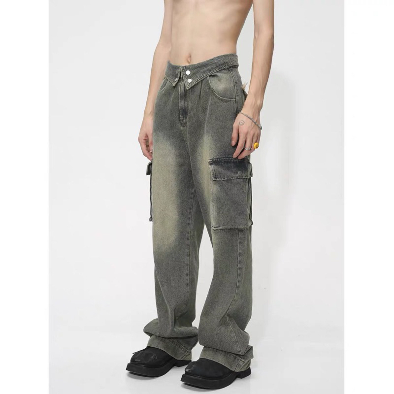 BAGGY BOX JEANS - Quần Jeans Túi Hộp Cao Cấp Trễ Lưng 1224