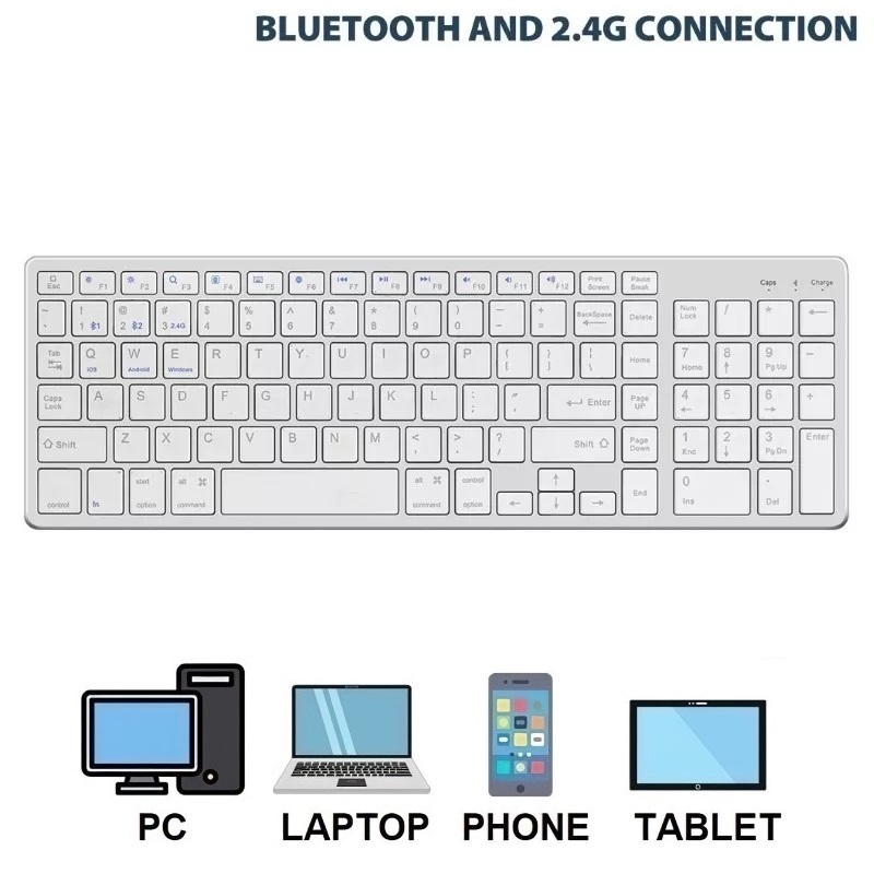 Bàn phím không dây K635 - pin sạc TypeC - đa kết nối bluetooth 5.0 + 3.0 + Usb wireless 2.4g