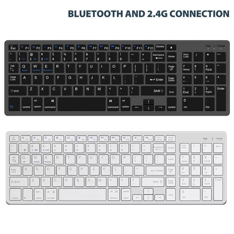 Bàn phím không dây K635 - pin sạc TypeC - đa kết nối bluetooth 5.0 + 3.0 + Usb wireless 2.4g
