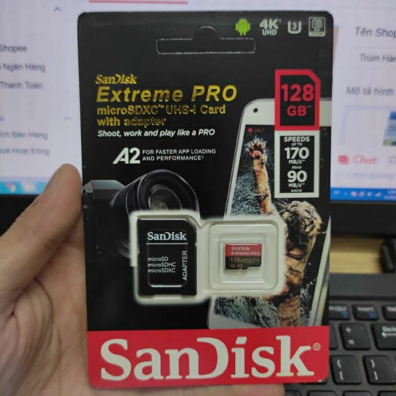 Thẻ nhớ MicroSD Sandisk Extreme PRO 256GB, 128GB, 64GB, 32GB tốc độ cao Upto 170MB/s quay full HD, video 2K, video 4K