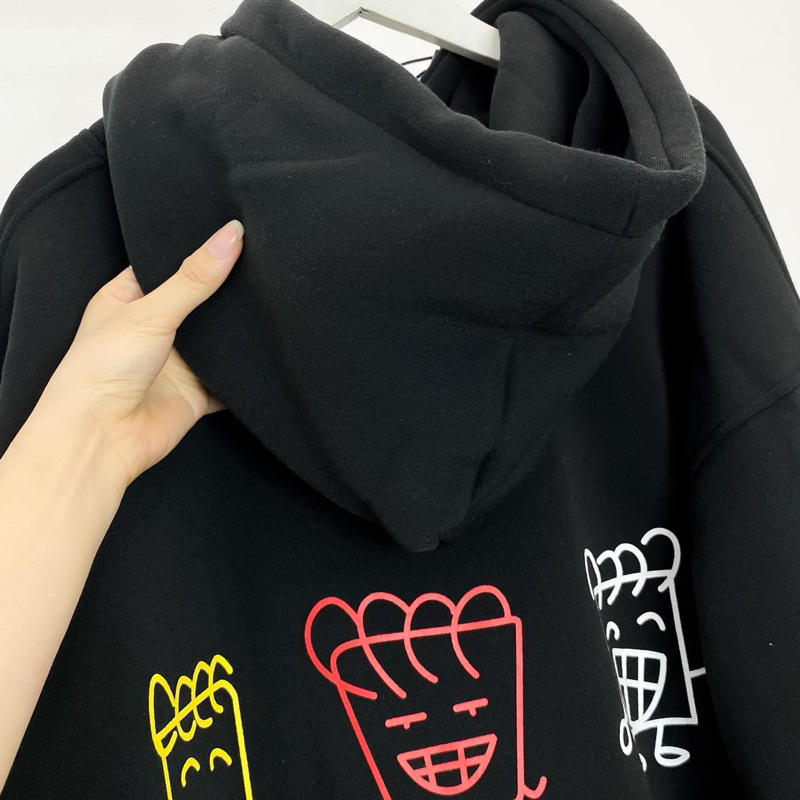 Áo Hoodie Nỉ Bông Cartoon Form Rộng Unisex