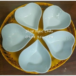Bộ 5 bát hình trái tim 5 cánh hàng gốm sứ bát tràng cao cấp