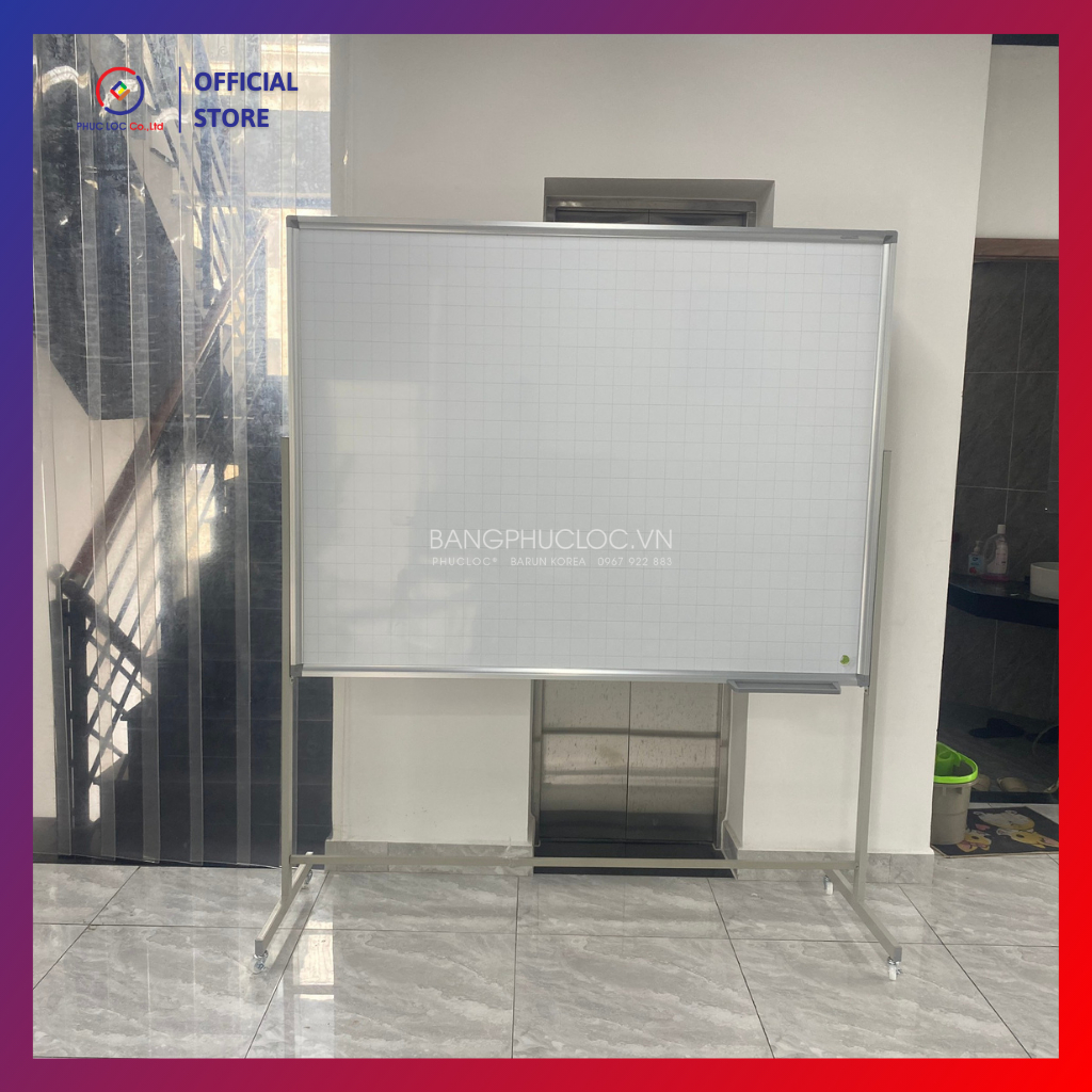 Bảng từ trắng di động, KT: 1,2x1,6m _ Bảng viết bút lông có chân di động